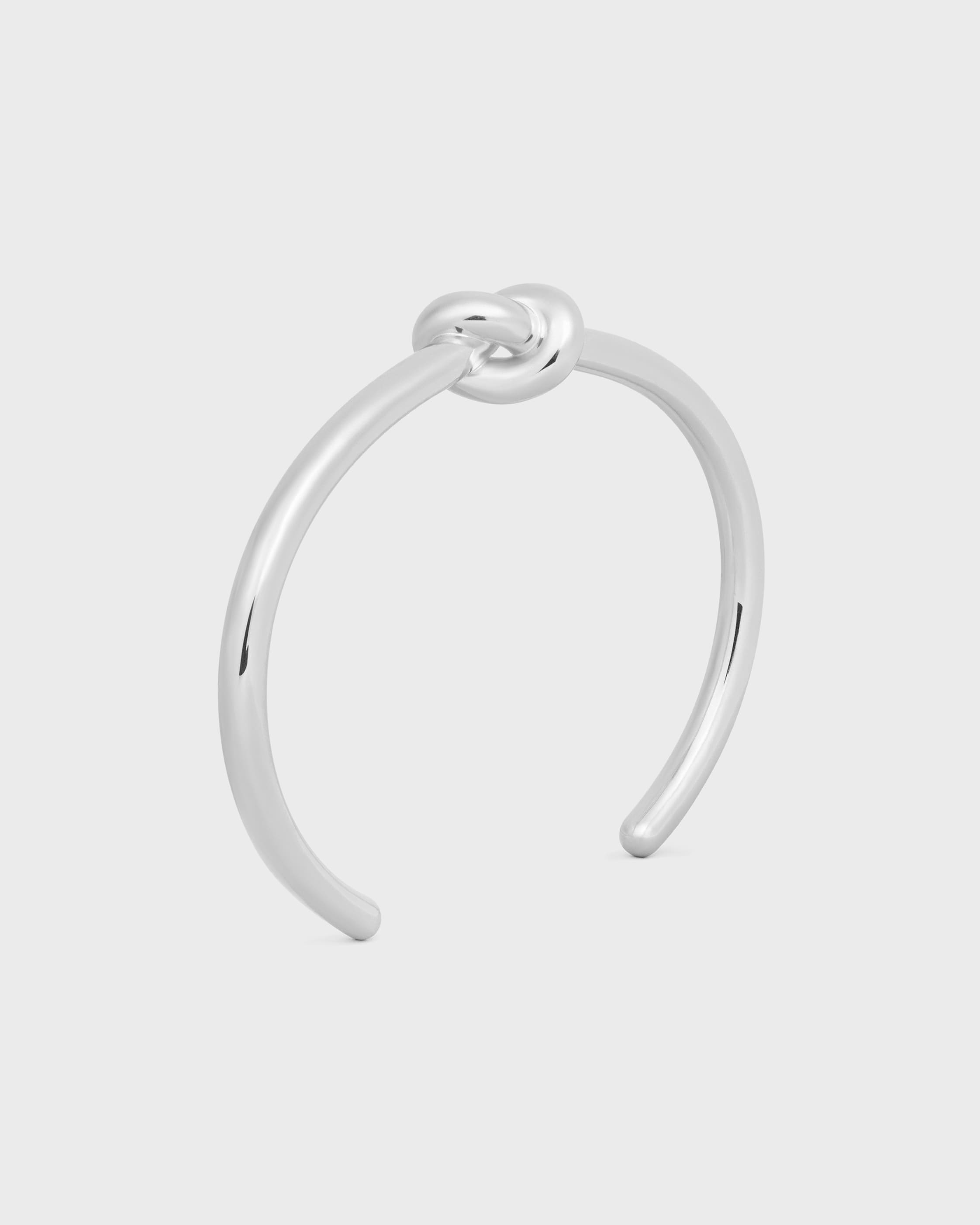 KNOT CUFF IN BRASS WITH RHODIUM FINISH - SILVER | CELINE