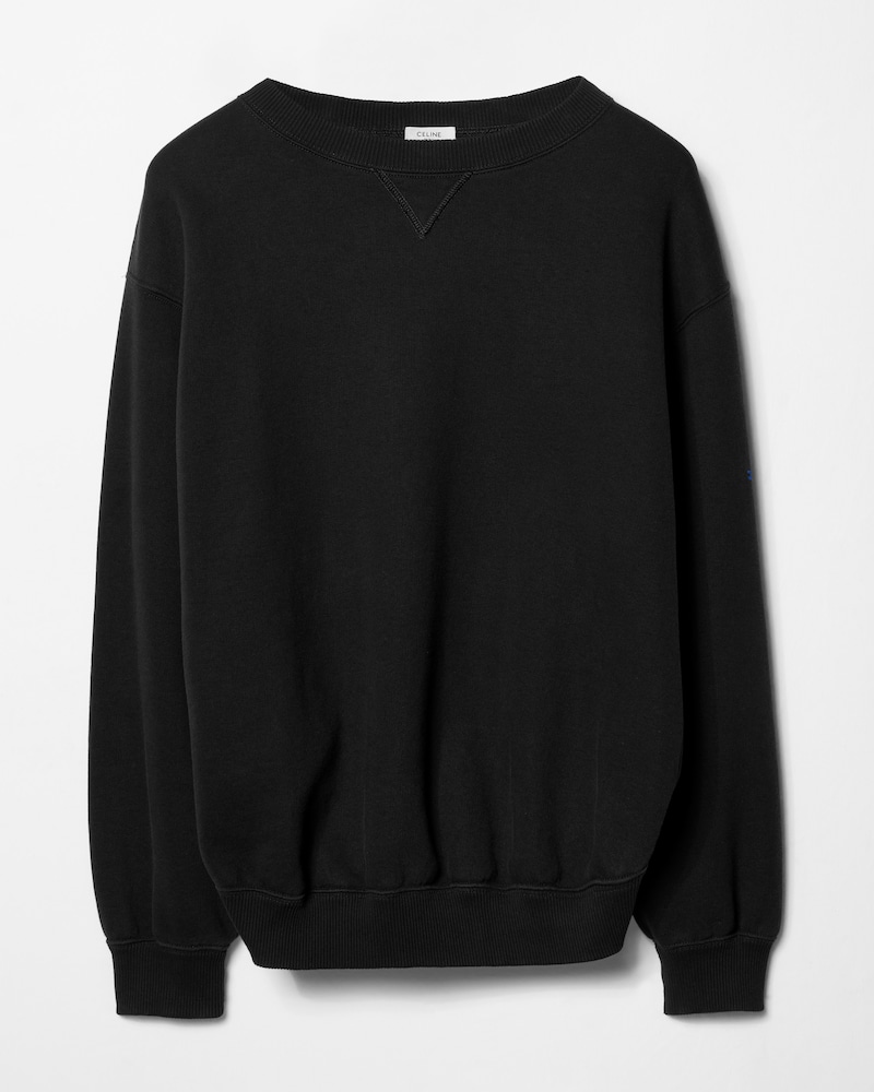 sweatshirt IN cotton fleece - BLACK/ DENIM BLUE -  - 1 | CELINE