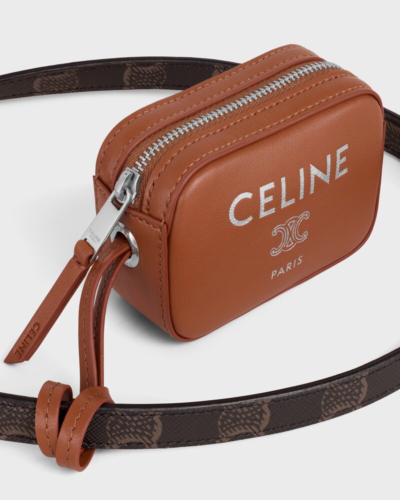MESSENGER BAG WITH CHARM IN TRIOMPHE CANVAS AND SMOOTH LAMBSKIN - BLACK / TAN - CROSS-BODY BAGS - 1 | CELINE