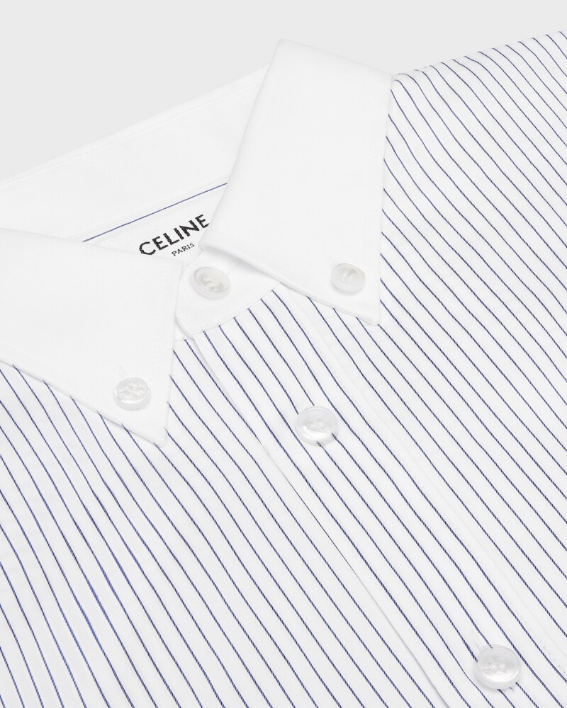 chemise cropped coton ray&eacute; - CRAIE/NAVY -  - 1 | CELINE