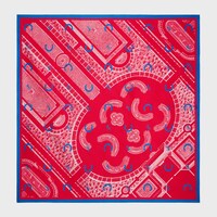 square IN FRENCH GARDEN SILK TWILL - BLUE/RED -  - 1 | CELINE