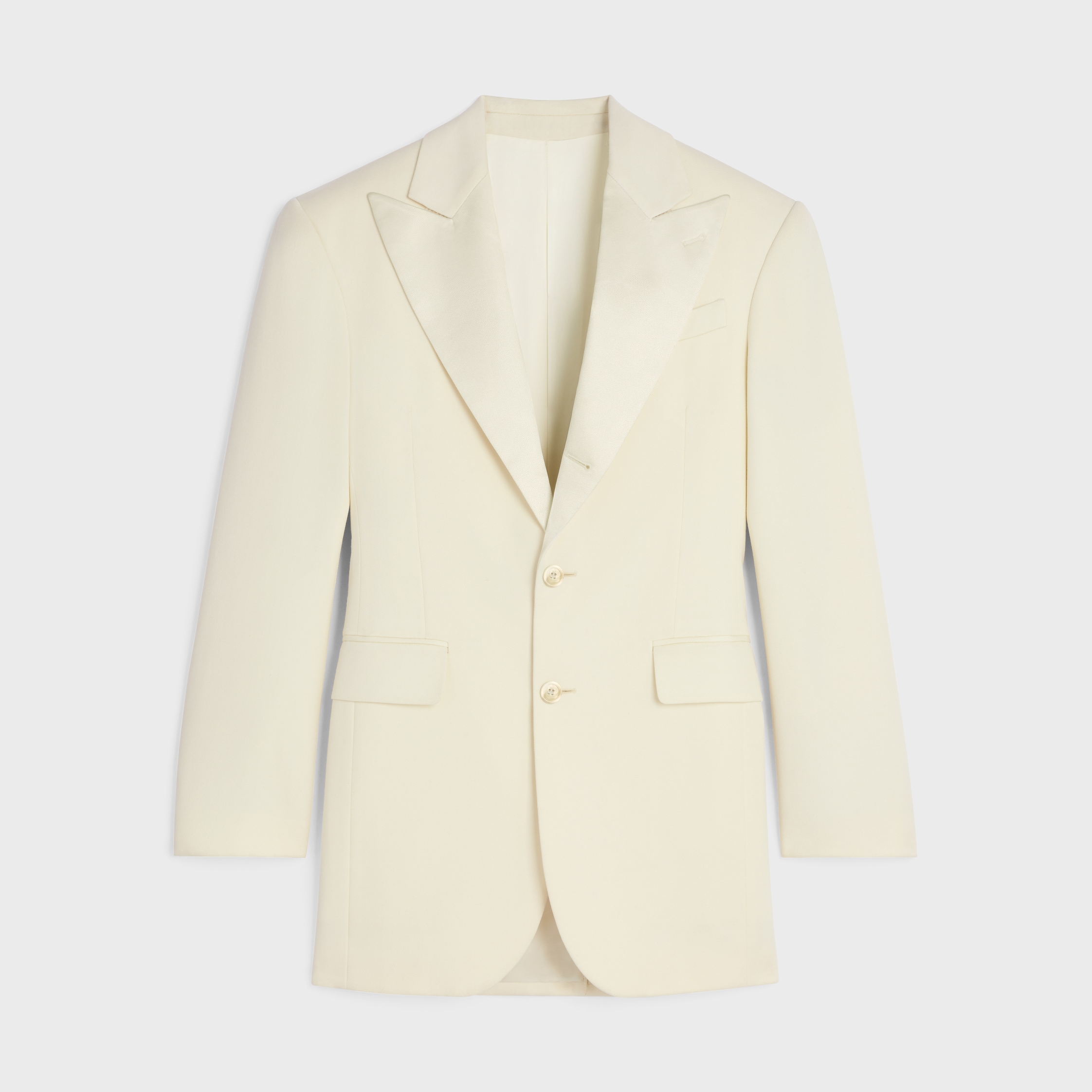 【新品未使用】louren trapeze coat ivory colonne jacket IN diagonal wool - OFF WHITE | CELINE