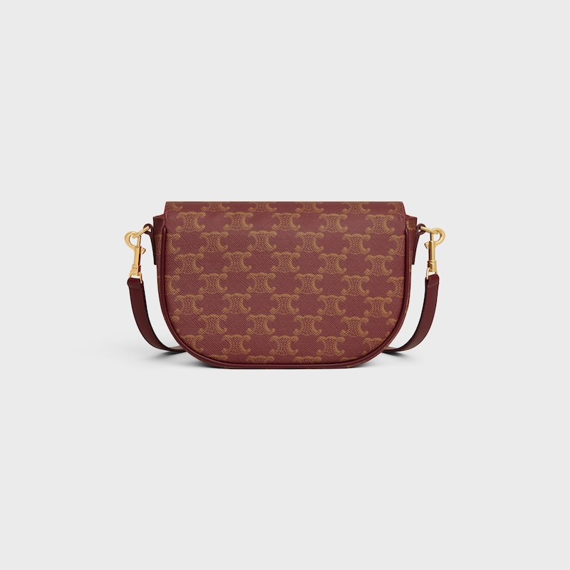 FOLCO SHOULDER BAG IN TRIOMPHE CANVAS AND CALFSKIN - BURGUNDY/TAN - TRIOMPHE CANVAS - 1 | CELINE
