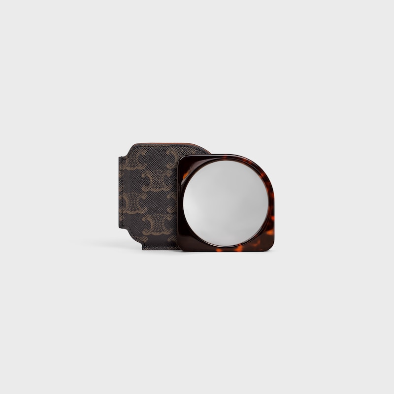 Pocket Mirror in Triomphe Canvas Case - BLACK / TAN - ACCESSORIES - 1 | CELINE