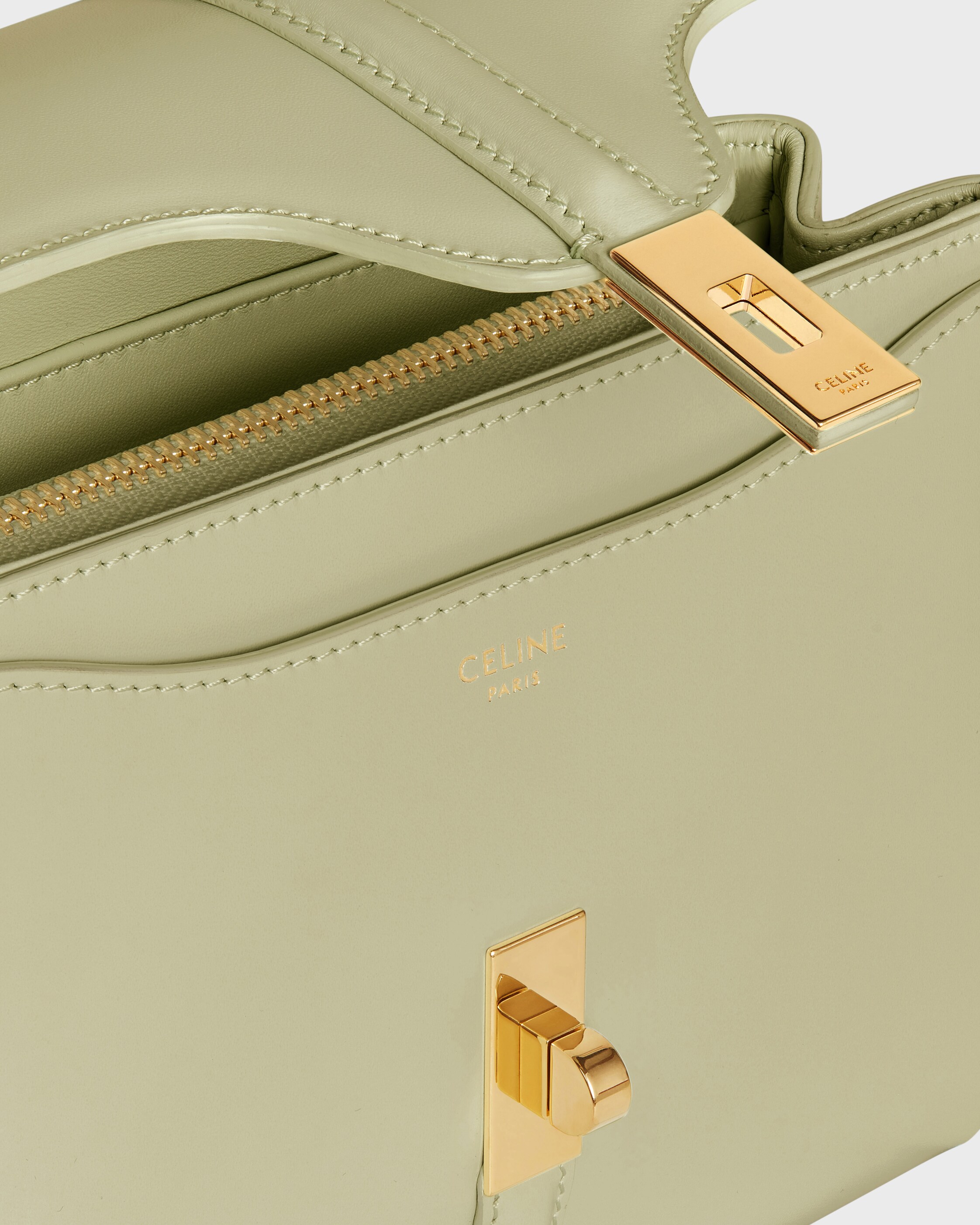 MINI 16 in satinated calfskin - ALMOND GREEN | CELINE