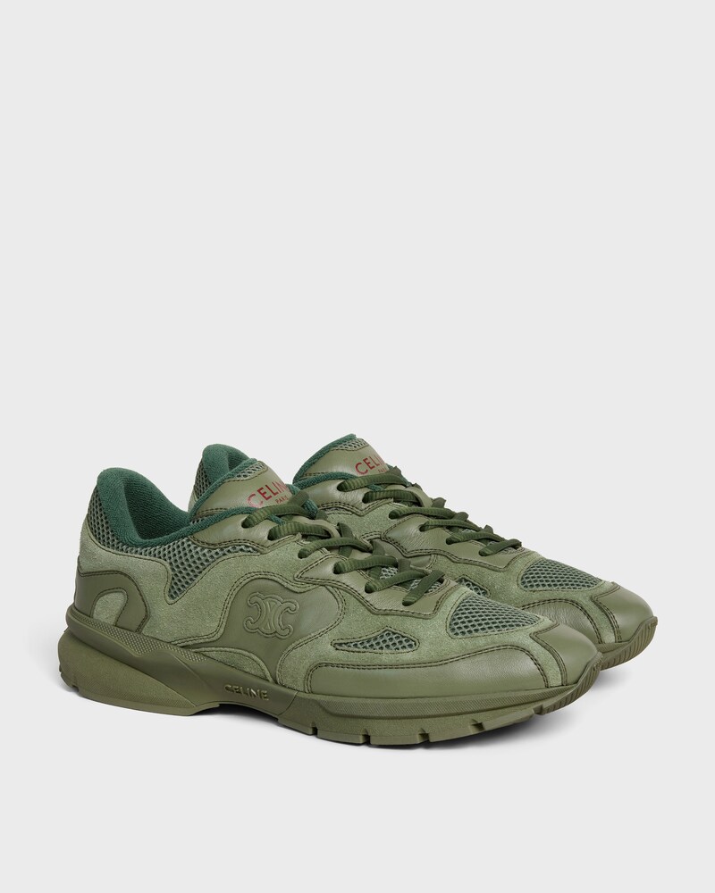 RUNNER SNEAKER IN CALFSKIN, SUEDE CALFSKIN AND MESH - KHAKI -  - 1 | CELINE