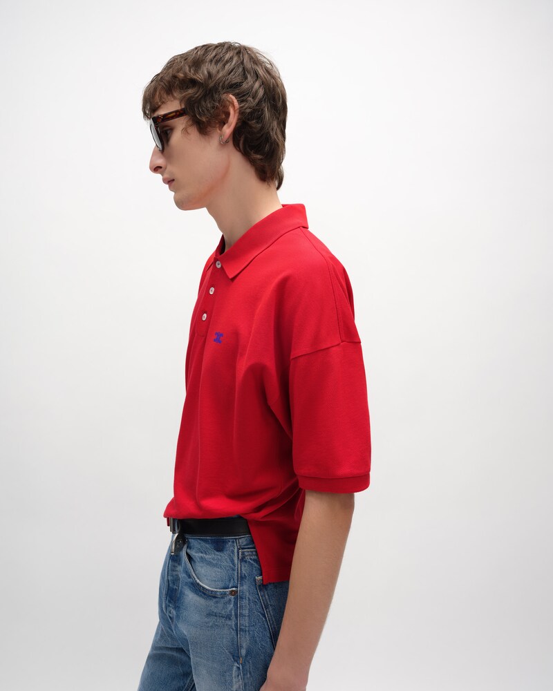 polo shirt IN PIQUE COTTON JERSEY - LIVE RED/ BLEU DENIM -  - 1 | CELINE