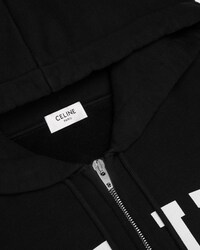 zipped hoodie IN cotton fleece - BLACK / WHITE -  - 2 | CELINE