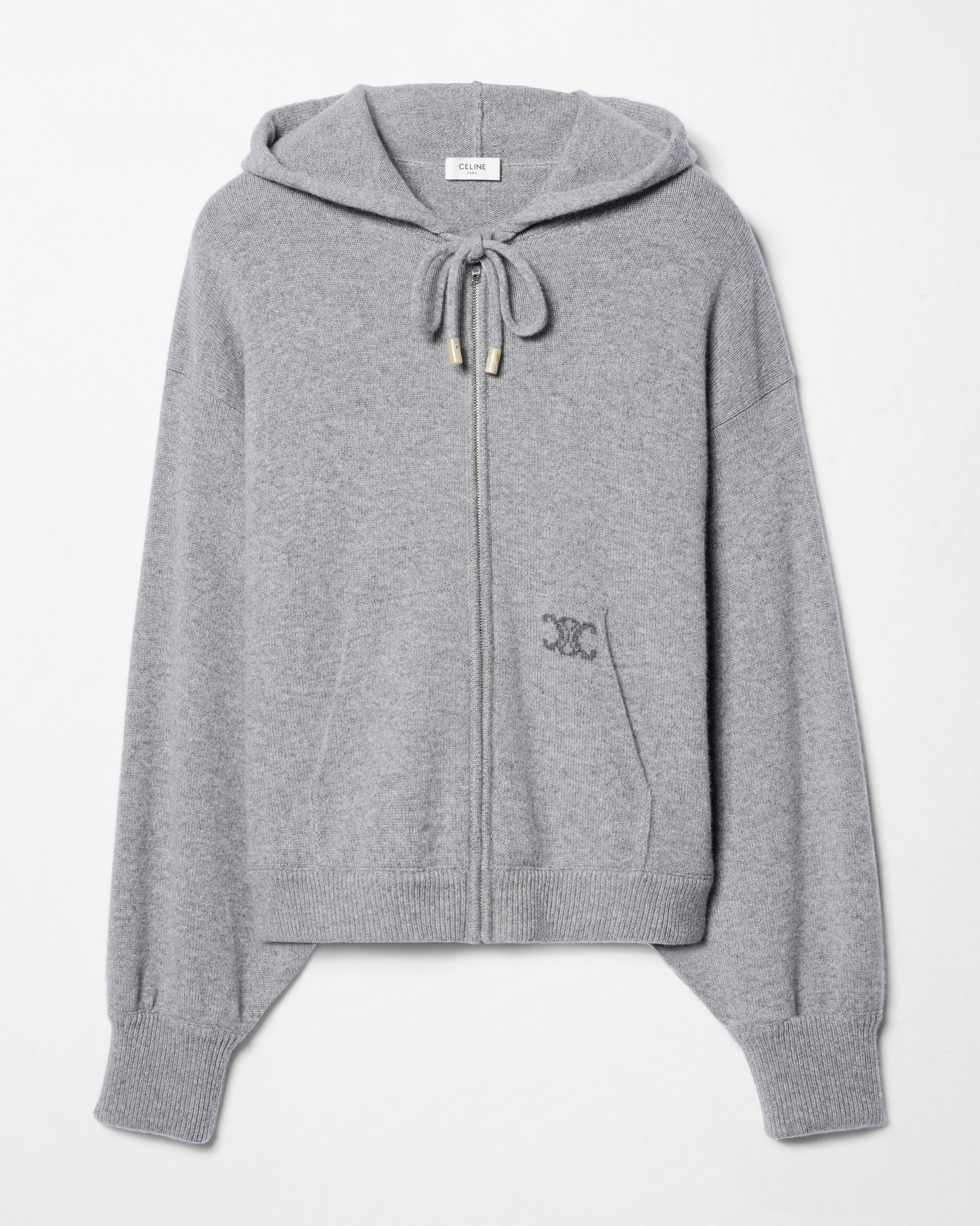 hooded cardigan IN CASHMERE - LIGHT GREY | CELINE