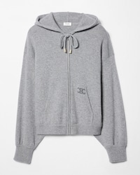hooded cardigan IN CASHMERE - LIGHT GREY -  - 1 | CELINE