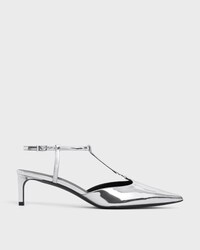 CELINE KITTEN ESCARPIN T-BAR EN Cuir de veau effet miroir - ARGENT -  - 1 | CELINE