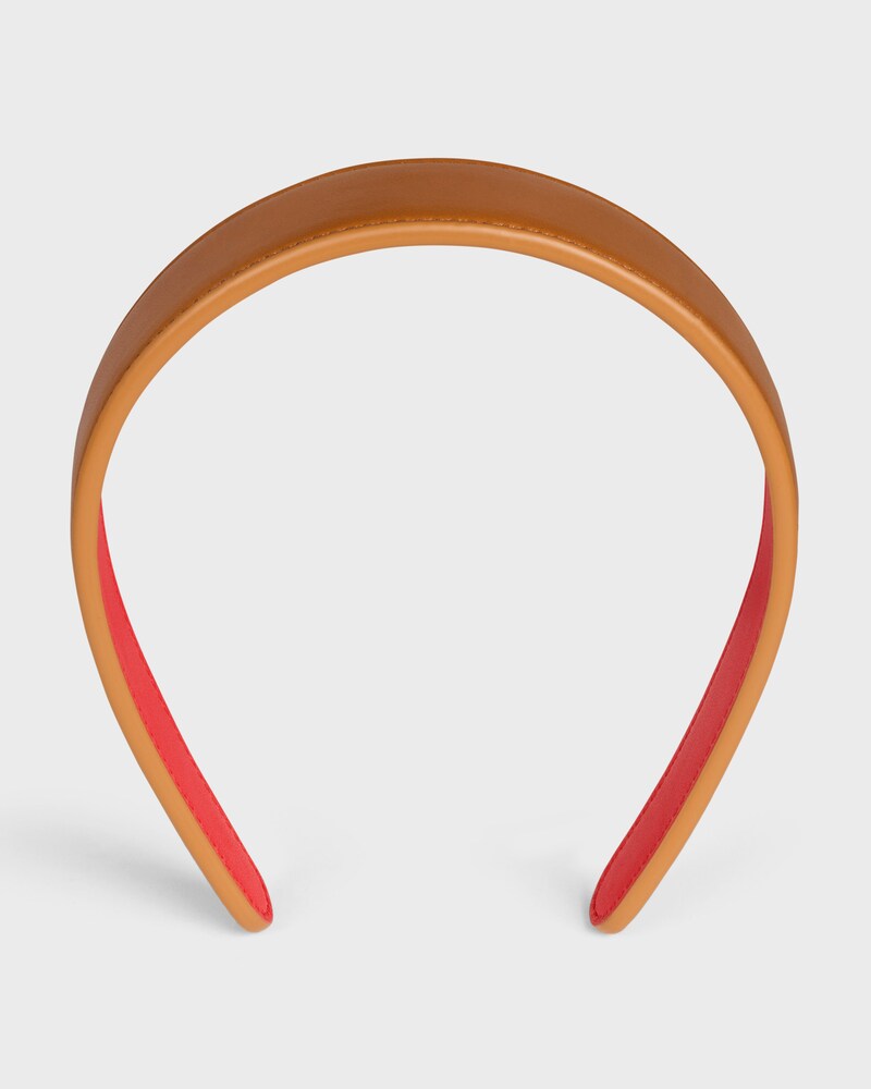 CERCHIETTO CELINE BICOLORE IN PELLE DI AGNELLO - CUOIO/ROSSO - ACCESSORI PER CAPELLI - 1 | CELINE
