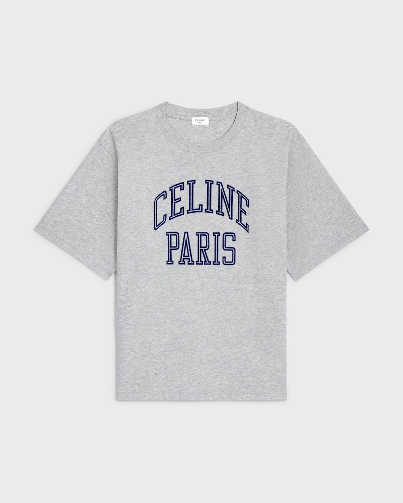 t-shirt loose jersey coton - VINTAGE GREY MELANGE / NAVY -  - 1 | CELINE