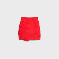 draped mini skirt IN viscose - RED POP ART -  - 2 | CELINE