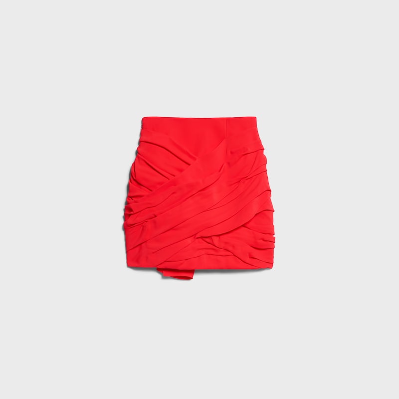 draped mini skirt IN viscose - RED POP ART -  - 1 | CELINE