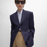 colonne jacket IN GRAIN DE POUDRE WOOL - NAVY -  - 2 | CELINE