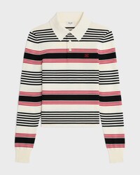 polo sweater IN striped cotton - WHITE/BLACK/RED -  - 1 | CELINE