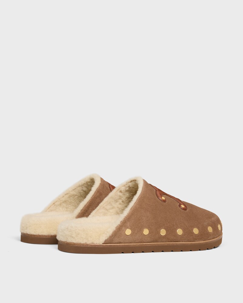 CELINE PITEA SABOT EN CUIR DE VEAU - PEANUT -  - 1 | CELINE