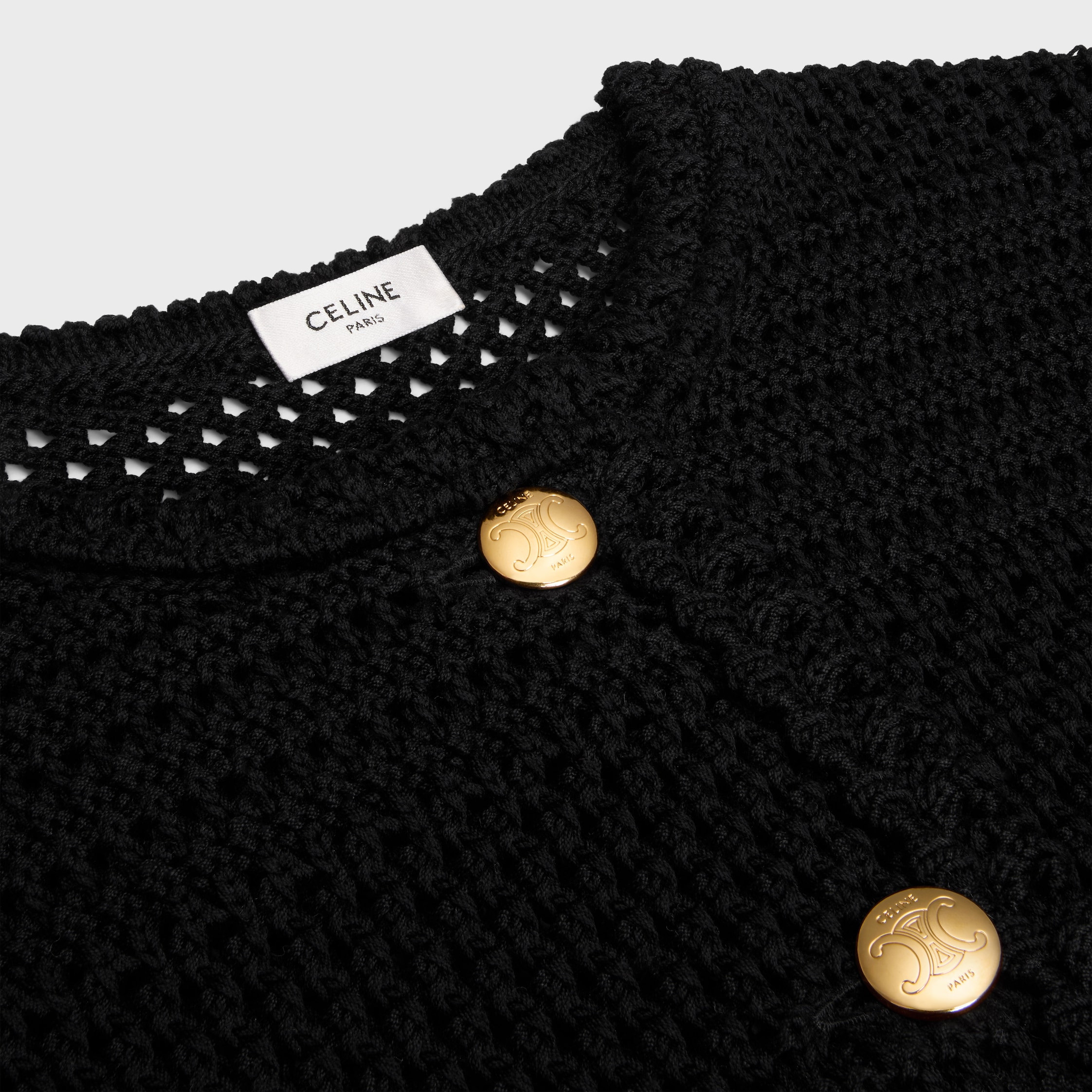 cardigan jacket IN cotton crochet - BLACK | CELINE