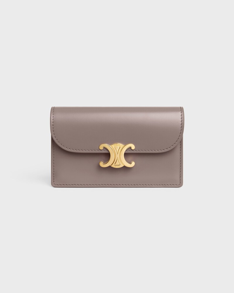 LONG CARD HOLDER WITH FLAP TRIOMPHE  IN Shiny calfskin - PEBBLE - NEW - 1 | CELINE