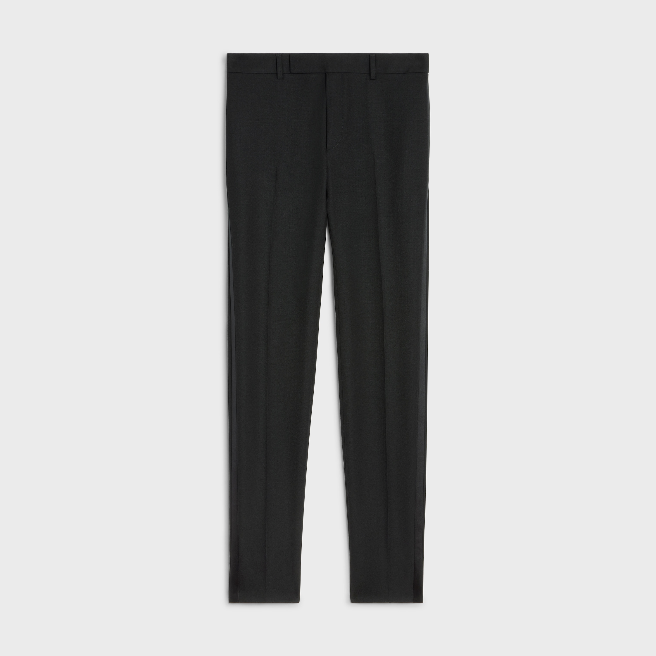 スラックス CELINE Classic Pants Grain De Poudre PANTALON CLASSIQUE TUX IN GRAIN DE POUDRE WOOL - BLACK | CELINE