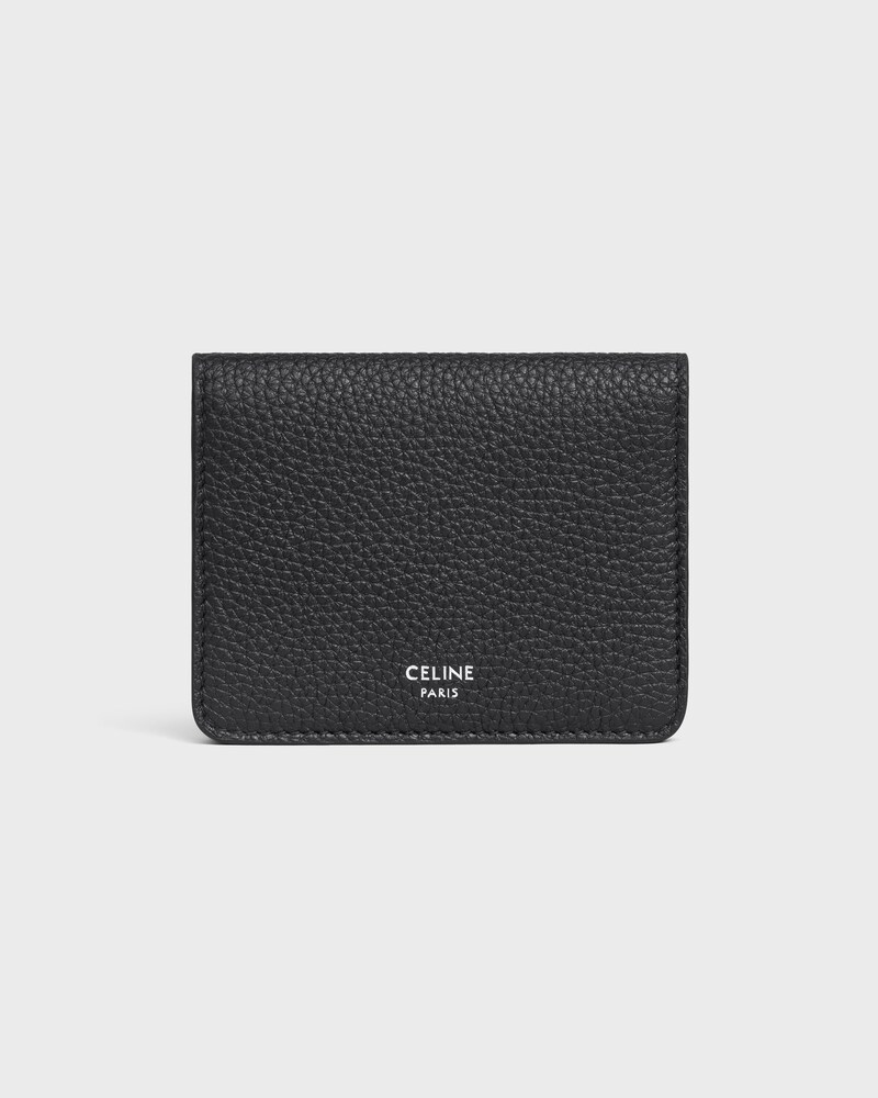 BI-FOLD CARD HOLDER IN Grained Calfskin - BLACK - CARD HOLDERS - 1 | CELINE