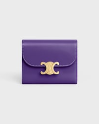Small Flap Wallet TRIOMPHE IN Shiny calfskin - PURPLE - WALLETS - 1 | CELINE