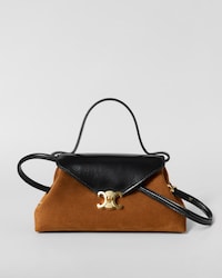 SMALL FLAIR BAG IN SUEDE CALFSKIN AND GLOSSY LAMBSKIN - CAMEL / BLACK - EVENING - 1 | CELINE
