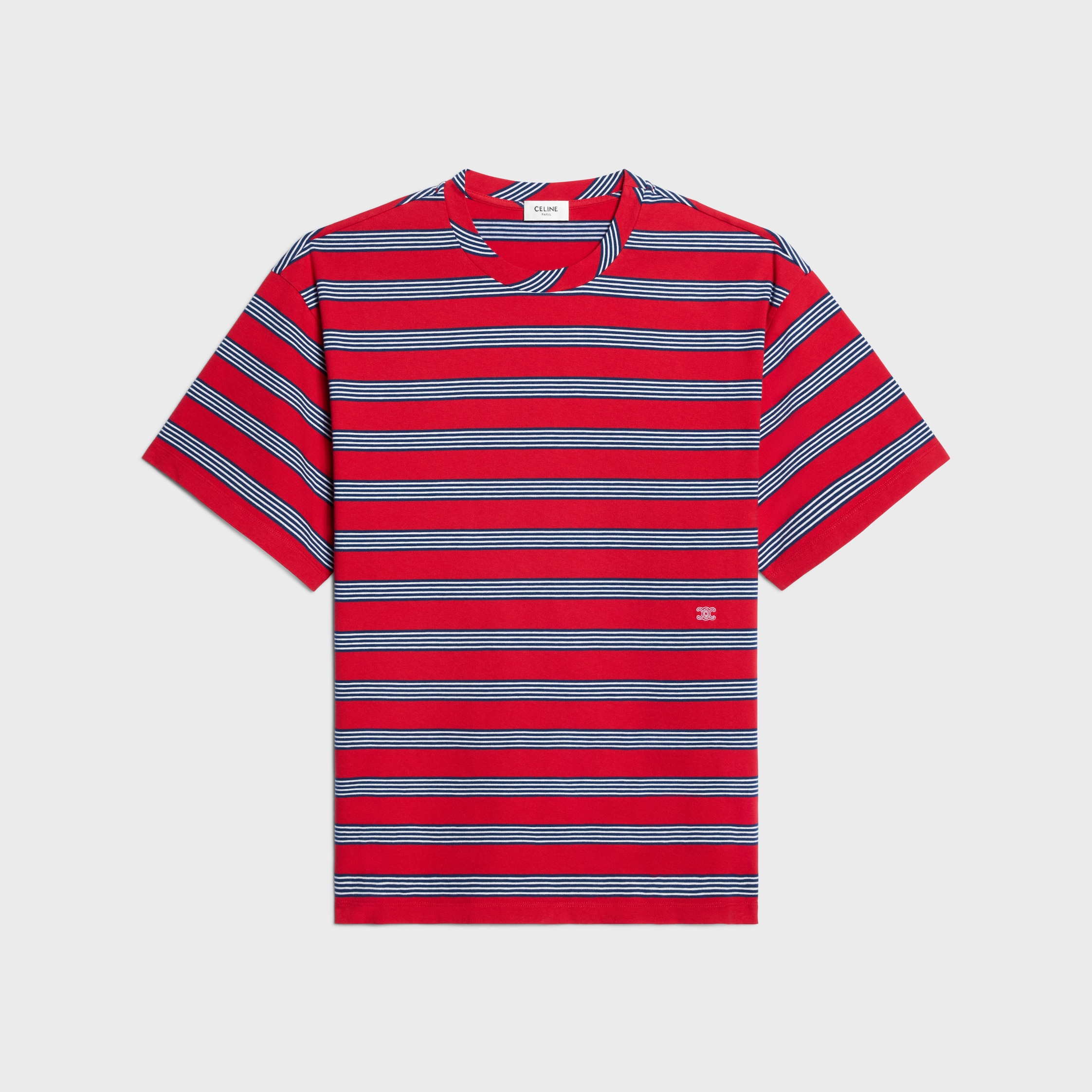 レギュラー Tシャツ / ストライプ コットンジャージー - レッド