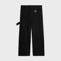 WIDE LEG JEANS 001 IN heavy cotton twill - OVERDYE BLACK HEAVY STONE WASH -  - 1 | CELINE