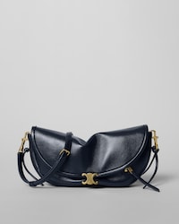 SOFT TRIOMPHE LITTLE HALFMOON IN SHINY LAMBSKIN - INK BLUE - ALL BAGS - 1 | CELINE