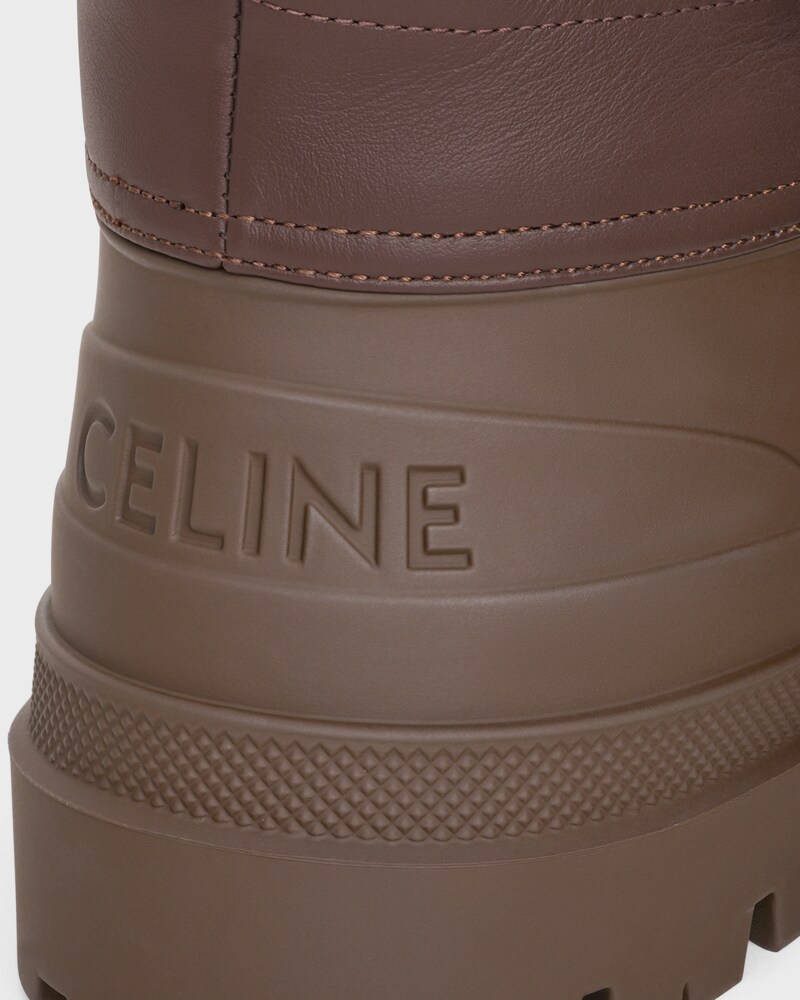 celine riley HIGH BOOT IN Nylon and Calfskin - Dark Brown / Khaki -  - 1 | CELINE