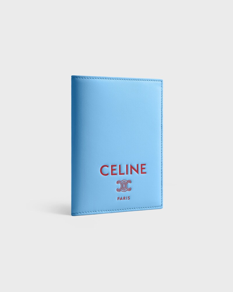 PASSPORT COVER TAKEAWAY IN SMOOTH LAMBSKIN - SKY BLUE / RED - NEW - 1 | CELINE