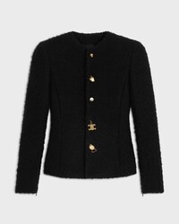 jacket IN cashmere and wool natté - BLACK -  - 1 | CELINE