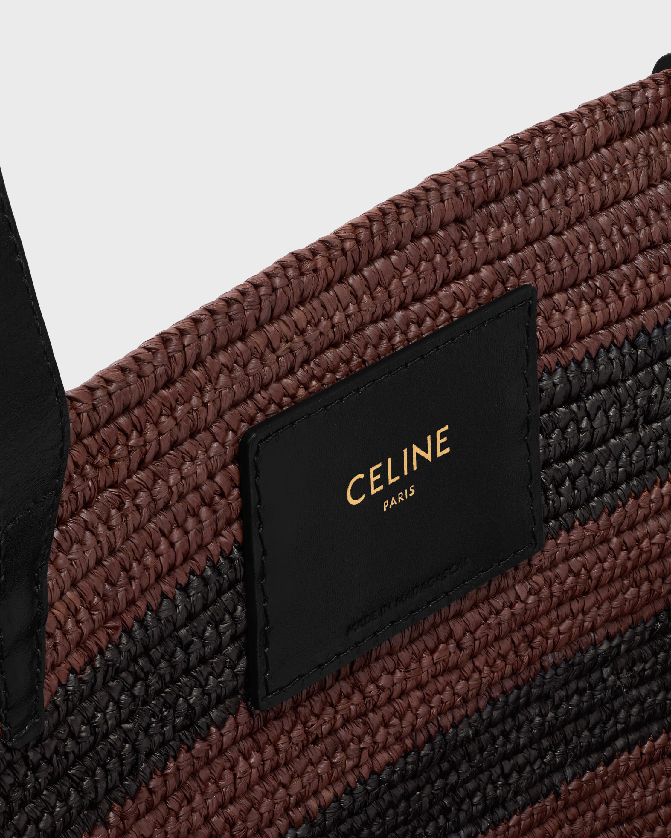 COUFFIN CELINE CLASSIC PANIER IN STRIPED RAFFIA AND CALFSKIN
