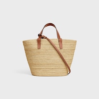 TEEN SUPPLE CELINE CLASSIC PANIER IN Raffia and calfskin - TAN - CROSS-BODY BAGS - 2 | CELINE
