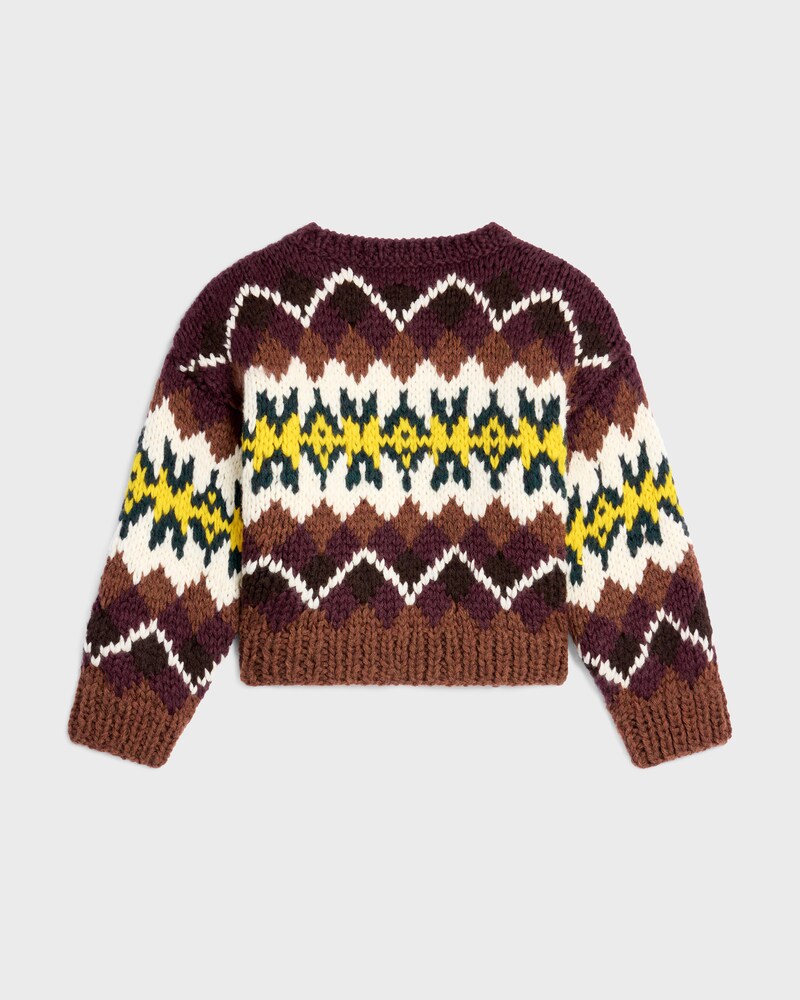 crewneck sweater IN fair isle wool - BROWN/ECRU/YELLOW -  - 1 | CELINE