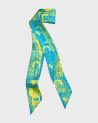 lavalliere IN silk twill - BLUE / YELLOW -  - 1 | CELINE
