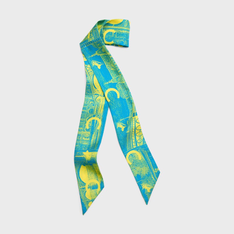 lavalliere IN silk twill - BLUE / YELLOW -  - 1 | CELINE