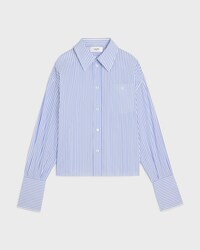 chemise cropped popeline de coton rayé - CRAIE/BLEU CIEL -  - 1 | CELINE