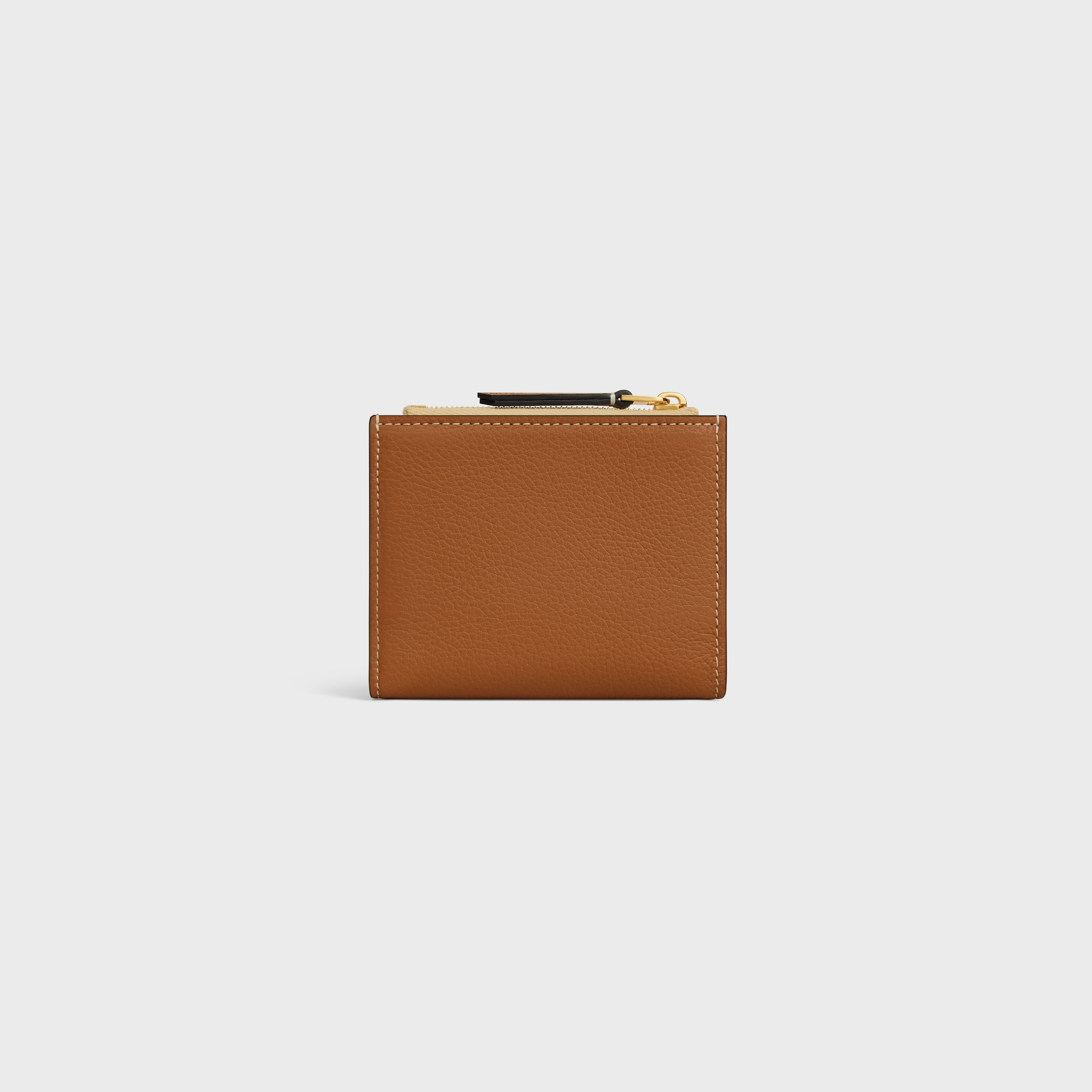 COMPACT WALLET TRIOMPHE STAMP IN SUPPLE GRAINED CALFSKIN - SOFT