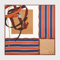 square IN silk twill - COGNAC/NAVY/WHITE -  - 1 | CELINE