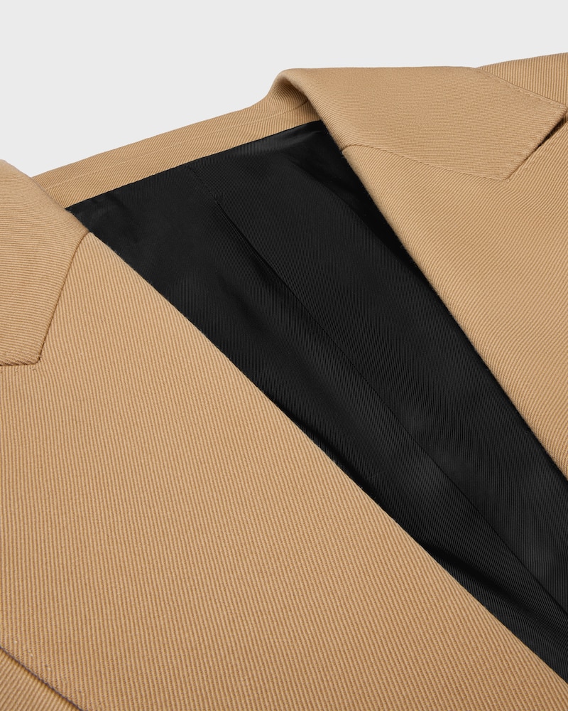 Giacca colonne in lana con trama diagonale - CARAMELLO -  - 1 | CELINE