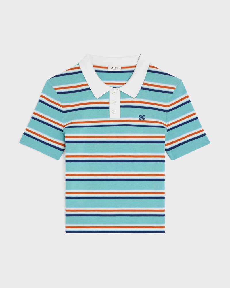 polo sweater IN striped cotton - SKY BLUE / CREAM -  - 1 | CELINE