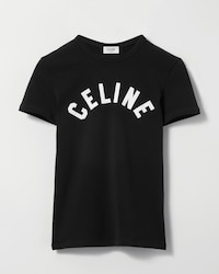 t-shirt IN RIBBED COTTON JERSEY - BLACK / WHITE -  - 1 | CELINE