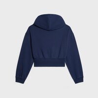 SUDADERA CORTA CON CREMALLERA Y CAPUCHA DE FELPA DE ALGODÓN - TINTA AZUL MARINO -  - 2 | CELINE