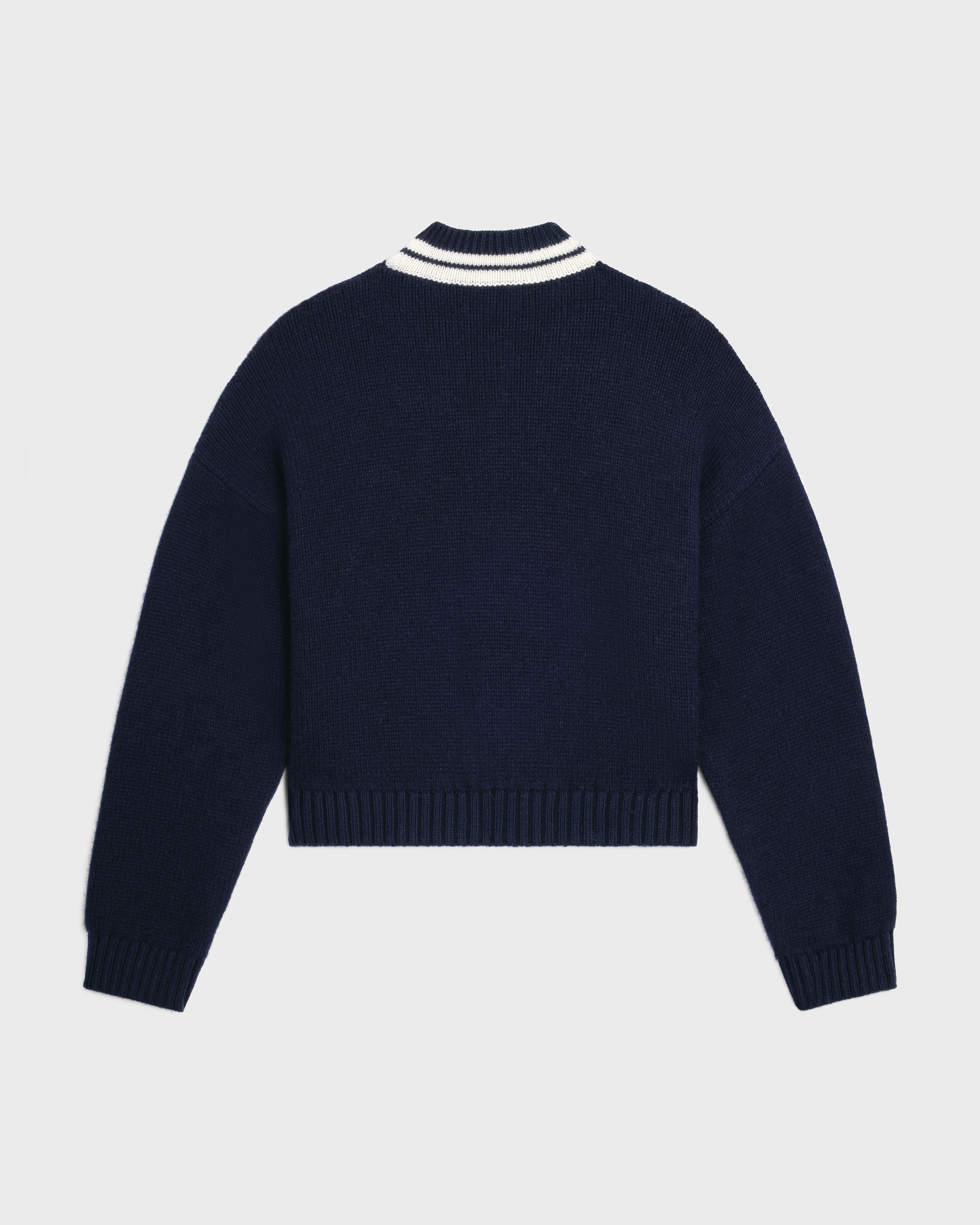 v-neck sweater IN cashmere - NAVY / WHITE | CELINE