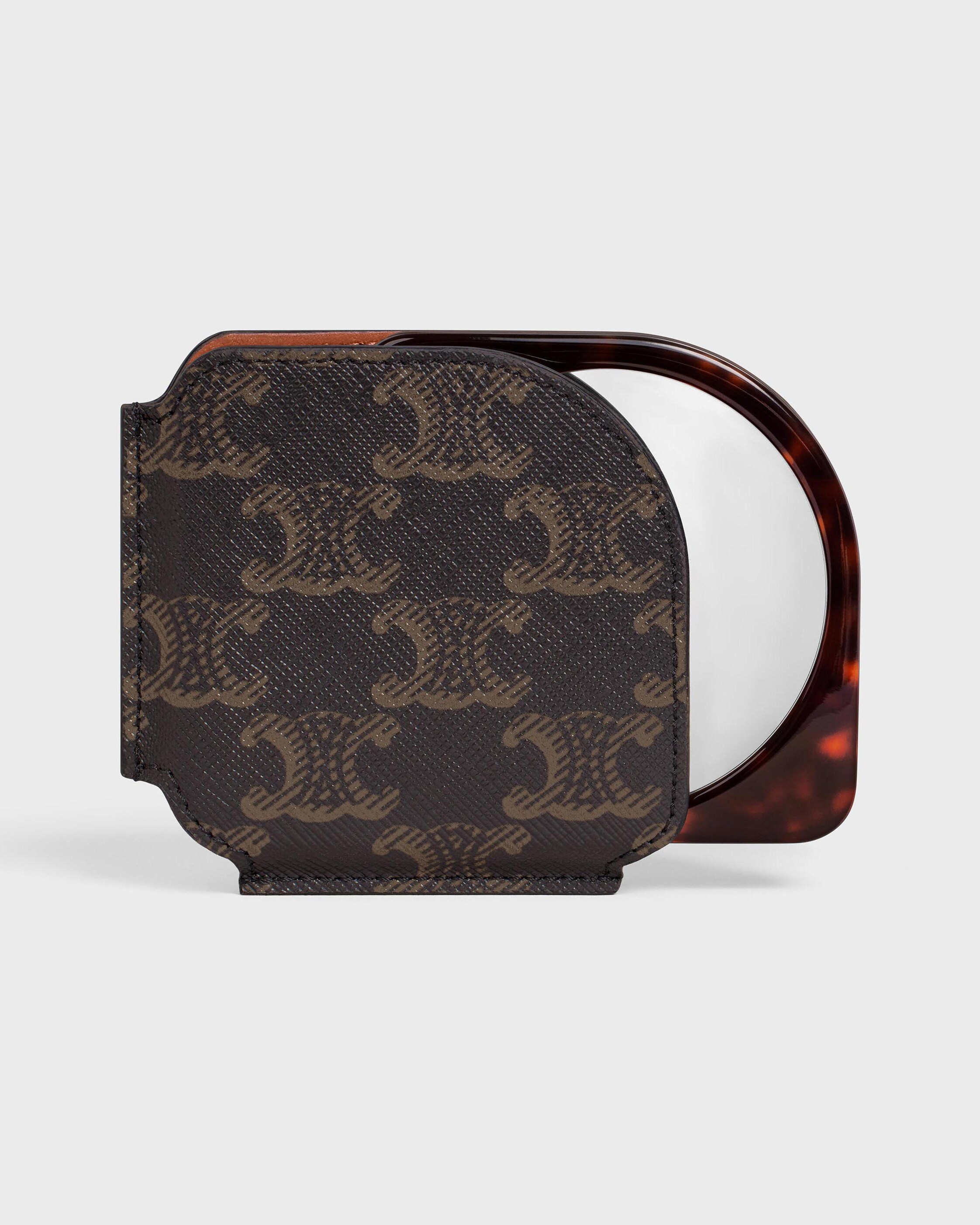 セリーヌ トリオンフ ポケットミラー 4G3372DPH Pocket Mirror in Triomphe Canvas Case - BLACK / TAN | CELINE