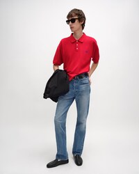 polo shirt IN PIQUE COTTON JERSEY - LIVE RED/ BLEU DENIM -  - 2 | CELINE