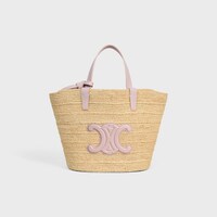 TEEN SUPPLE CELINE CLASSIC PANIER IN Raffia and calfskin - BLEACHED PINK - SUMMER SELECTION - 1 | CELINE